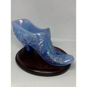 Boyd Glass Irridescent Blue Bow Slipper 5.5" Long